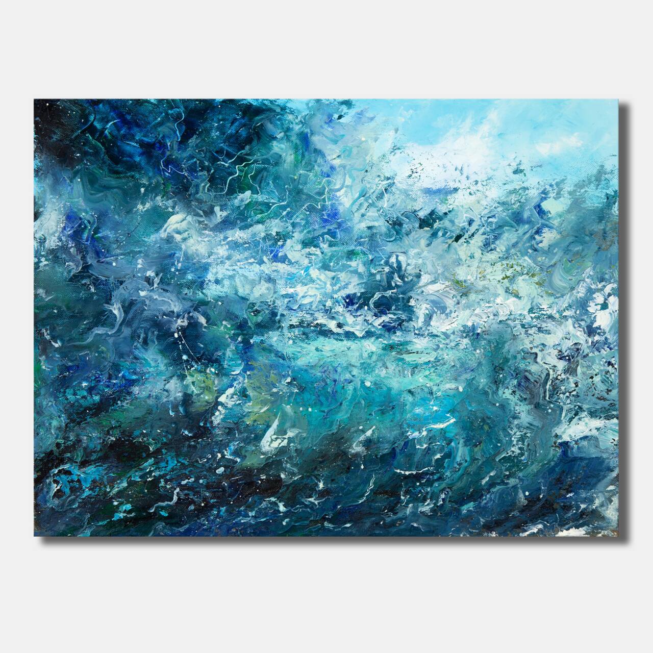 Designart - Wild Blue Ocean Waves V - Nautical & Coastal Canvas Wall Art Print